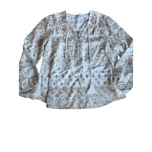 Hale Bob Mimi embroidered top womens large gold white